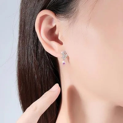 Bông Tai Bạc Nữ đính đá CZ Hình Hồ điệp Veda LILI 100703 2