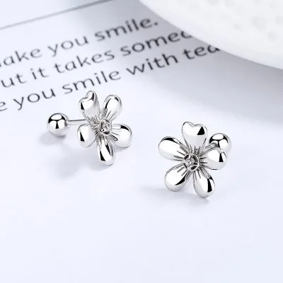 Bông Tai Bạc Nữ đính đá CZ Hình Hoa Mai Isla LILI 099774 2