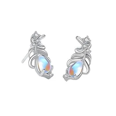 Bông Tai Bạc Nữ đính đá CZ Hình Lông Vũ Nala LILI 100608 5