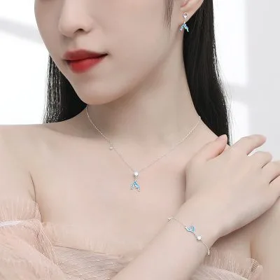Bông Tai Bạc Nữ đính đá CZ Hình Nàng Tiên Cá Ana LILI 100028 2