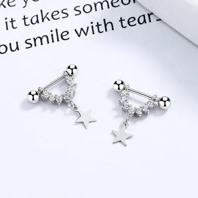 Bông Tai Bạc Nữ đính đá CZ Hình Ngôi Sao 5 Cánh Bea LILI 100995 2