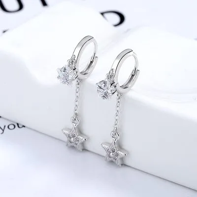 Bông Tai Bạc Nữ đính đá CZ Hình Ngôi Sao 5 Cánh Lowen LILI 101093 1