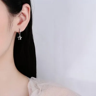 Bông Tai Bạc Nữ đính đá CZ Hình Ngôi Sao May Mắn Kirby LILI 101393 2