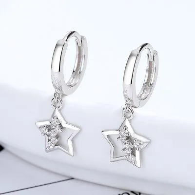 Bông Tai Bạc Nữ đính đá CZ Hình Ngôi Sao May Mắn Kirby LILI 101393 4