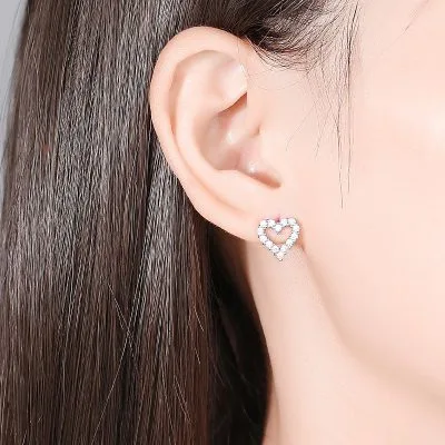 Bông Tai Bạc Nữ đính đá CZ Hình Trái Tim Mary LILI 099919 3