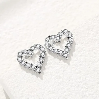 Bông Tai Bạc Nữ đính đá CZ Hình Trái Tim Mary LILI 099919 5
