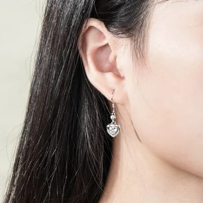 Bông Tai Bạc Nữ đính đá CZ Hình Trái Tim Cách điệu Leia LILI 100152 3
