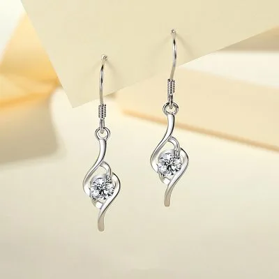 Bông Tai Bạc Nữ đính đá CZ Hình Trái Tim Cách điệu Sage LILI 099937 1