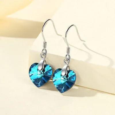 Bông Tai Bạc Nữ đính đá CZ Hình Trái Tim Của Biển Sara LILI 099955 1