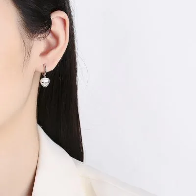 Bông Tai Bạc Nữ đính đá CZ Hình Trái Tim Thắt Nơ Anna LILI 099822 3