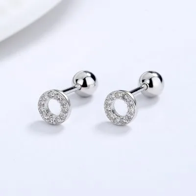 Bông Tai Bạc Nữ đính đá CZ Hình Tròn Zoey LILI 099784 2