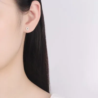 Bông Tai Bạc Nữ đính đá CZ Hình Tròn Zoey LILI 099784 4