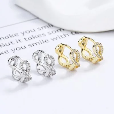 Bông Tai Bạc Nữ đính đá CZ Hình Vô Cực Tracy LILI 101234 1