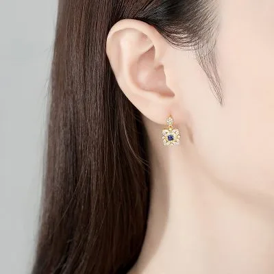 Bông Tai Bạc Nữ đính đá CZ Hoa Và Lá Anya LILI 100374 2