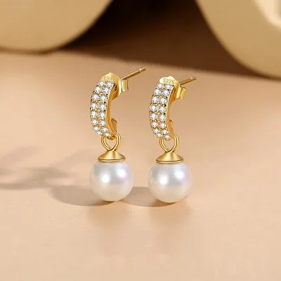 Bông Tai Bạc Nữ đính đá CZ, Ngọc Trai Aaliyah LILI 101900 1