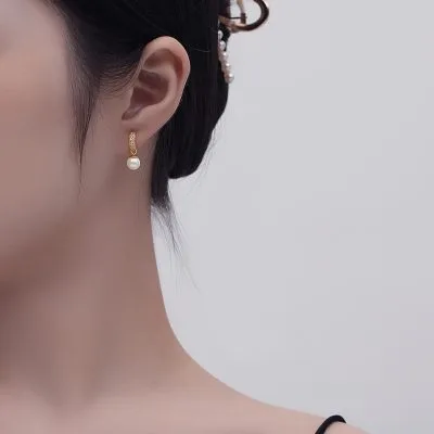 Bông Tai Bạc Nữ đính đá CZ, Ngọc Trai Aaliyah LILI 101900 2
