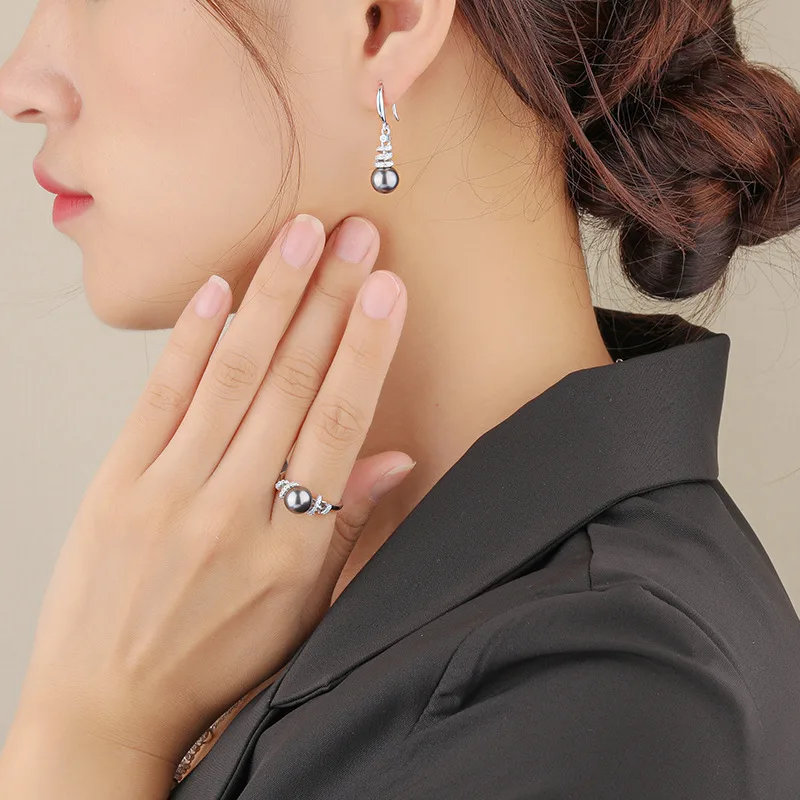 Bông Tai Bạc Nữ đính đá CZ, Ngọc Trai Genesis LILI 101889 3