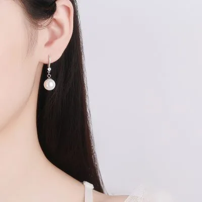 Bông Tai Bạc Nữ đính đá CZ, Ngọc Trai Kendall LILI 101657 3