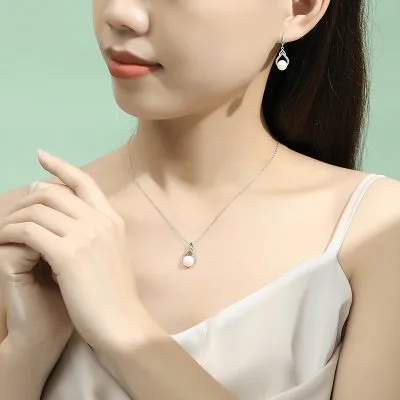 Bông Tai Bạc Nữ đính đá CZ, Ngọc Trai Hình Giọt Nước Madelyn LILI 101910 2
