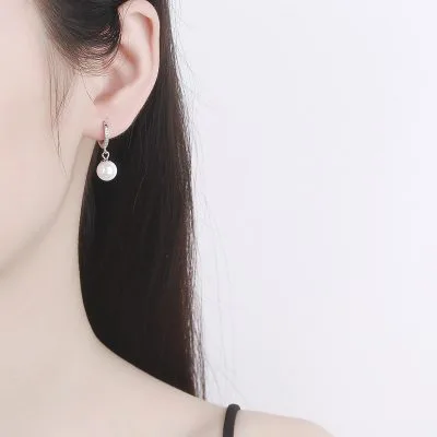Bông Tai Bạc Nữ đính đá CZ, Ngọc Trai Tròn Raleigh LILI 101707 3