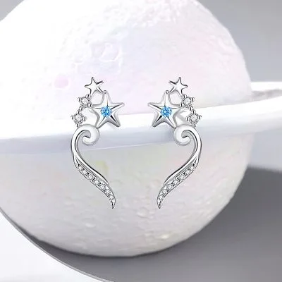 Bông Tai Bạc Nữ đính đá CZ Ngôi Sao 5 Cánh Nyla LILI 099971 5