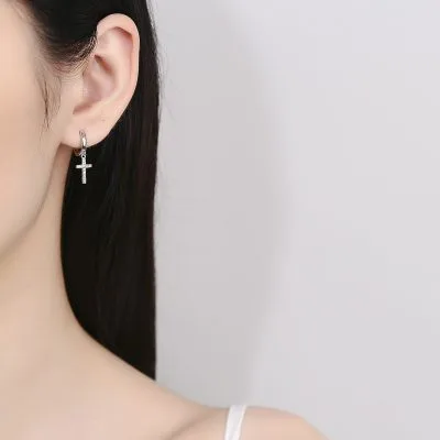 Bông Tai Bạc Nữ đính đá CZ Thánh Giá Chữ Thập Phoenix LILI 101115 3