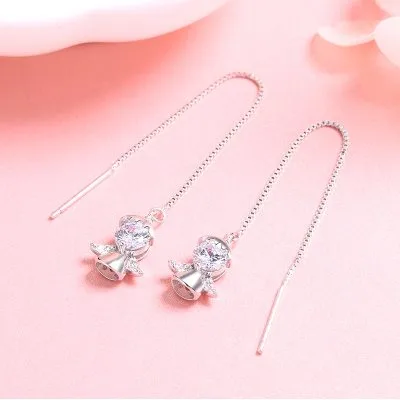 Bông Tai Bạc Nữ đính đá CZ Thiên Thần Nhỏ Elsa LILI 100753 2