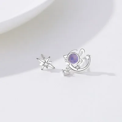 Bông Tai Bạc Nữ đính đá CZ Thỏ ánh Sao Halo LILI 100601 2