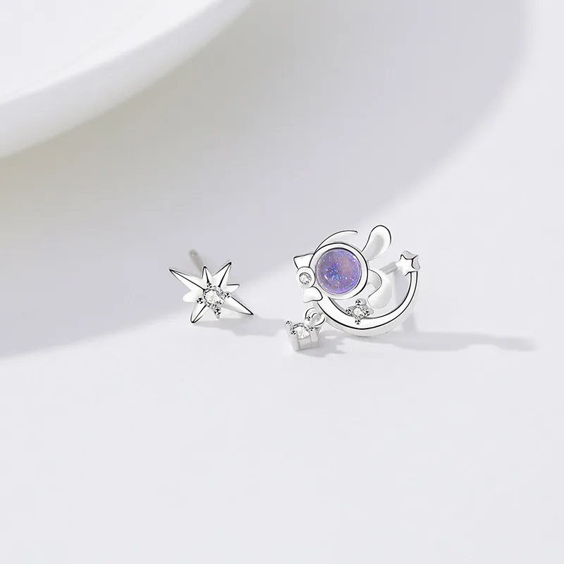 Bông Tai Bạc Nữ đính đá CZ Thỏ ánh Sao Halo LILI 100601 2