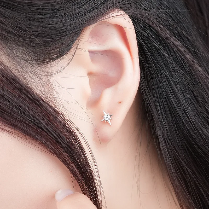 Bông Tai Bạc Nữ đính đá CZ Thỏ ánh Sao Halo LILI 100601 4