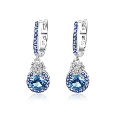 Bông Tai Bạc Nữ đính đá CZ Tròn Yara LILI 100419 1