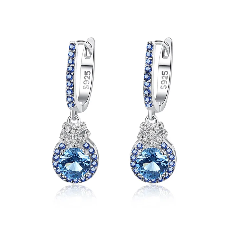 Bông Tai Bạc Nữ đính đá CZ Tròn Yara LILI 100419 1