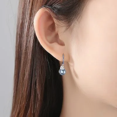 Bông Tai Bạc Nữ đính đá CZ Tròn Yara LILI 100419 2