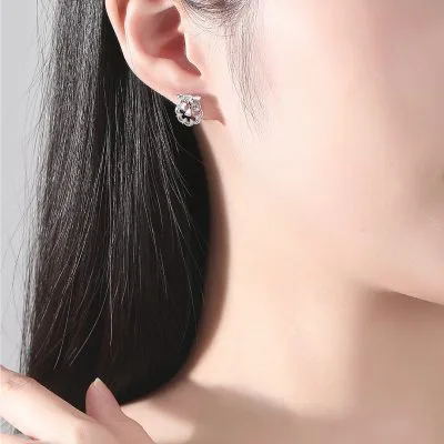 Bông Tai Bạc Nữ đính đá CZ Vòng Hoa Giáng Sinh Melissa LILI 092650 4
