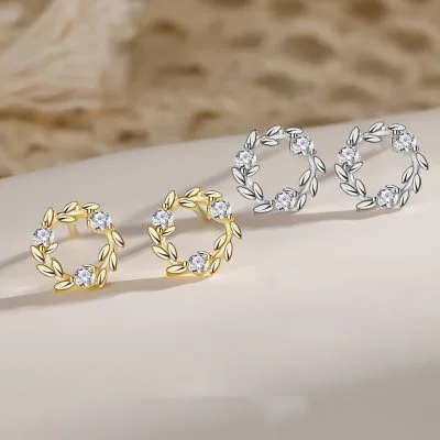 Bông Tai Bạc Nữ đính đá CZ Vòng Nguyệt Quế Remi LILI 099896 1