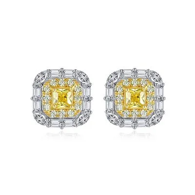 Bông Tai Bạc Nữ đính đá CZ Vuông Tròn Naya LILI 100438 1