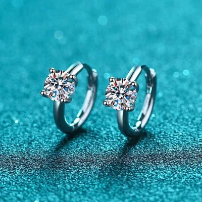Bông Tai Bạc Nữ đính Kim Cương Moissanite 1 Hột Rosalia LILI 102079 1