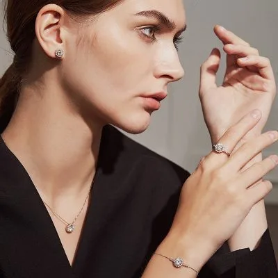 Bông Tai Bạc Nữ đính Kim Cương Moissanite Bông Tuyết Giavanna LILI 102158 3