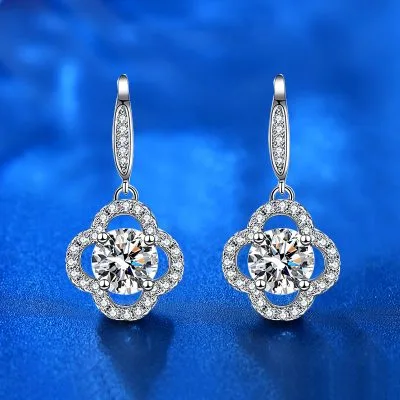 Bông Tai Bạc Nữ đính Kim Cương Moissanite Cỏ 4 Lá Amiri LILI 102268 1