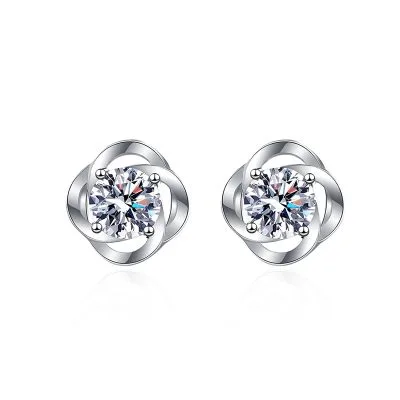 Bông Tai Bạc Nữ đính Kim Cương Moissanite Cỏ 4 Lá Kamiyah LILI 102194 5