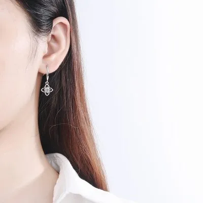 Bông Tai Bạc Nữ đính Kim Cương Moissanite Cỏ 4 Lá Luna LILI 102247 4