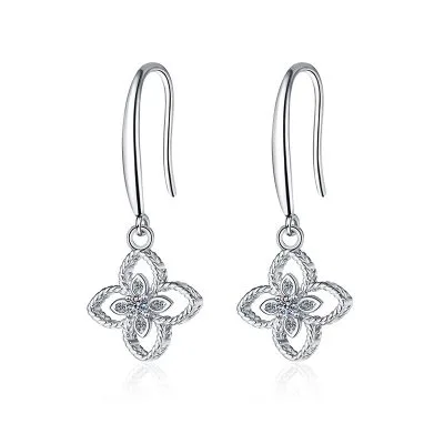 Bông Tai Bạc Nữ đính Kim Cương Moissanite Cỏ 4 Lá Luna LILI 102247 5