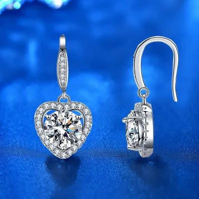 Bông Tai Bạc Nữ đính Kim Cương Moissanite Hình Trái Tim Arlet LILI 102261 1