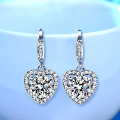 Bông Tai Bạc Nữ đính Kim Cương Moissanite Hình Trái Tim Arlet LILI 102261 2