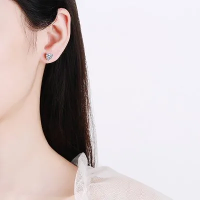 Bông Tai Bạc Nữ đính Kim Cương Moissanite Hình Trái Tim Aubrielle LILI 102201 4