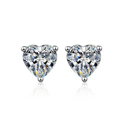 Bông Tai Bạc Nữ đính Kim Cương Moissanite Hình Trái Tim Aubrielle LILI 102201 5