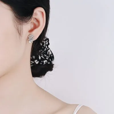 Bông Tai Bạc Nữ đính Kim Cương Moissanite Hoa Hồng Evelyn LILI 102240 4