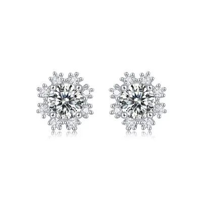 Bông Tai Bạc Nữ đính Kim Cương Moissanite Hoa Tuyết Florence LILI 102172 1