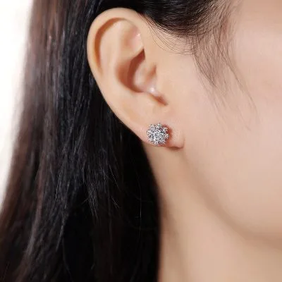 Bông Tai Bạc Nữ đính Kim Cương Moissanite Hoa Tuyết Florence LILI 102172 3