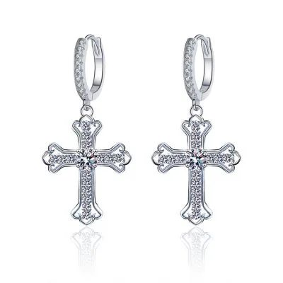 Bông Tai Bạc Nữ đính Kim Cương Moissanite Thánh Giá Neriah LILI 102254 5